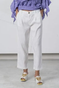 Elisa white linen feature pant