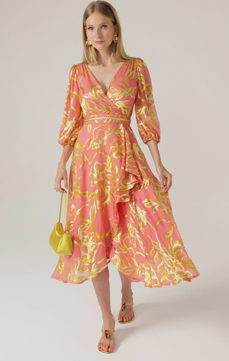 Sacha peach faced wrap dress